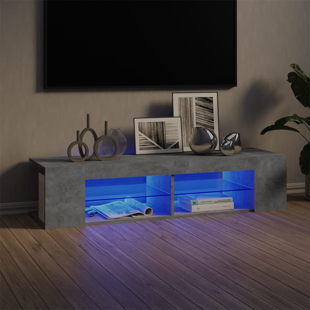 Modern Wooden TV Tele Stand Unit Cabinet With LED Lights & Storage Shelf