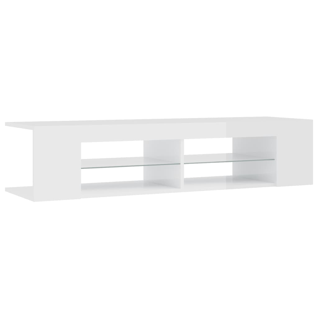 Modern Wooden TV Tele Stand Media Unit Cabinet With LED Lights & Storage Shelves