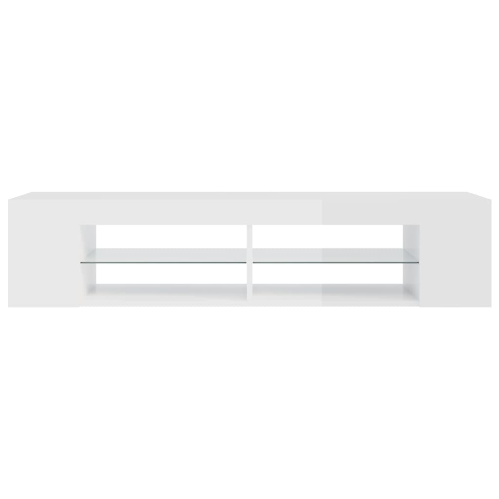 Modern Wooden TV Tele Stand Media Unit Cabinet With LED Lights & Storage Shelves