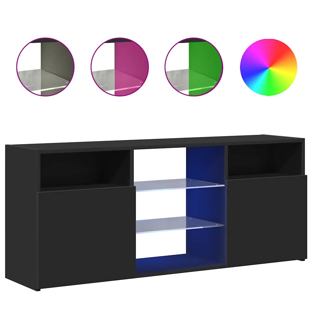 TV Cabinet with LED Lights Black 120x30x50 cm