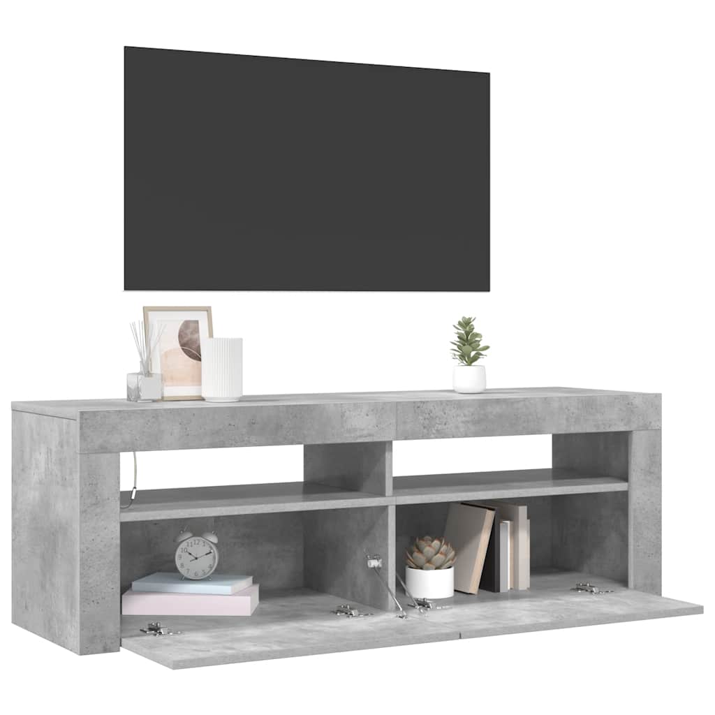 TV Cabinet with LED Lights Concrete Grey 120x35x40 cm