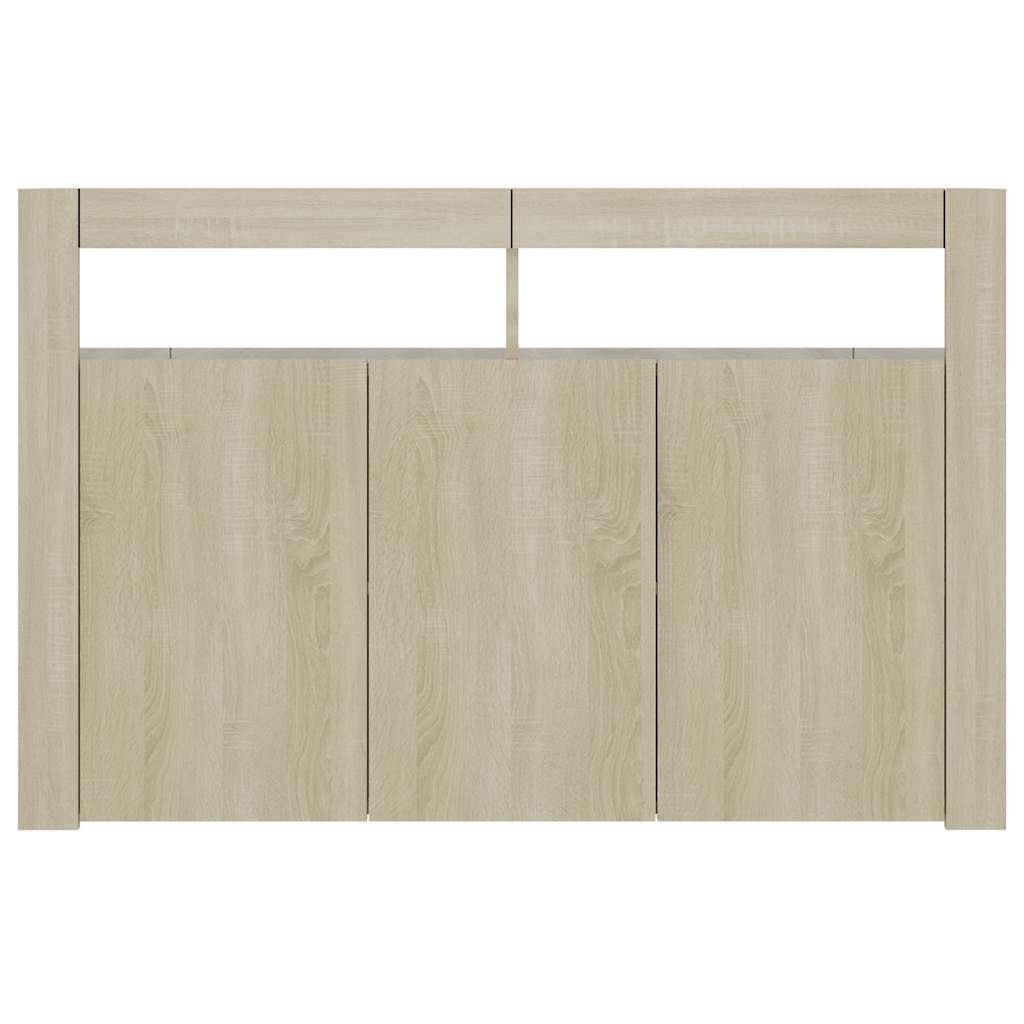 Sideboard with LED Lights Sonoma Oak 115.5x30x75 cm