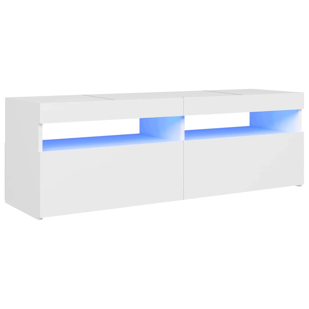 Modern Wooden TV Tele Stand Media Unit Cabinet With Storage & LED Lights Wood