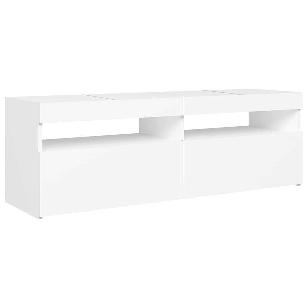 Modern Wooden TV Tele Stand Media Unit Cabinet With Storage & LED Lights Wood