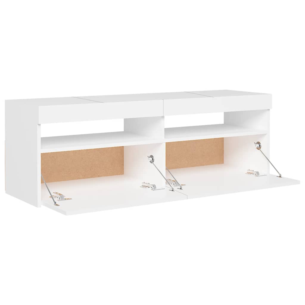 Modern Wooden TV Tele Stand Media Unit Cabinet With Storage & LED Lights Wood