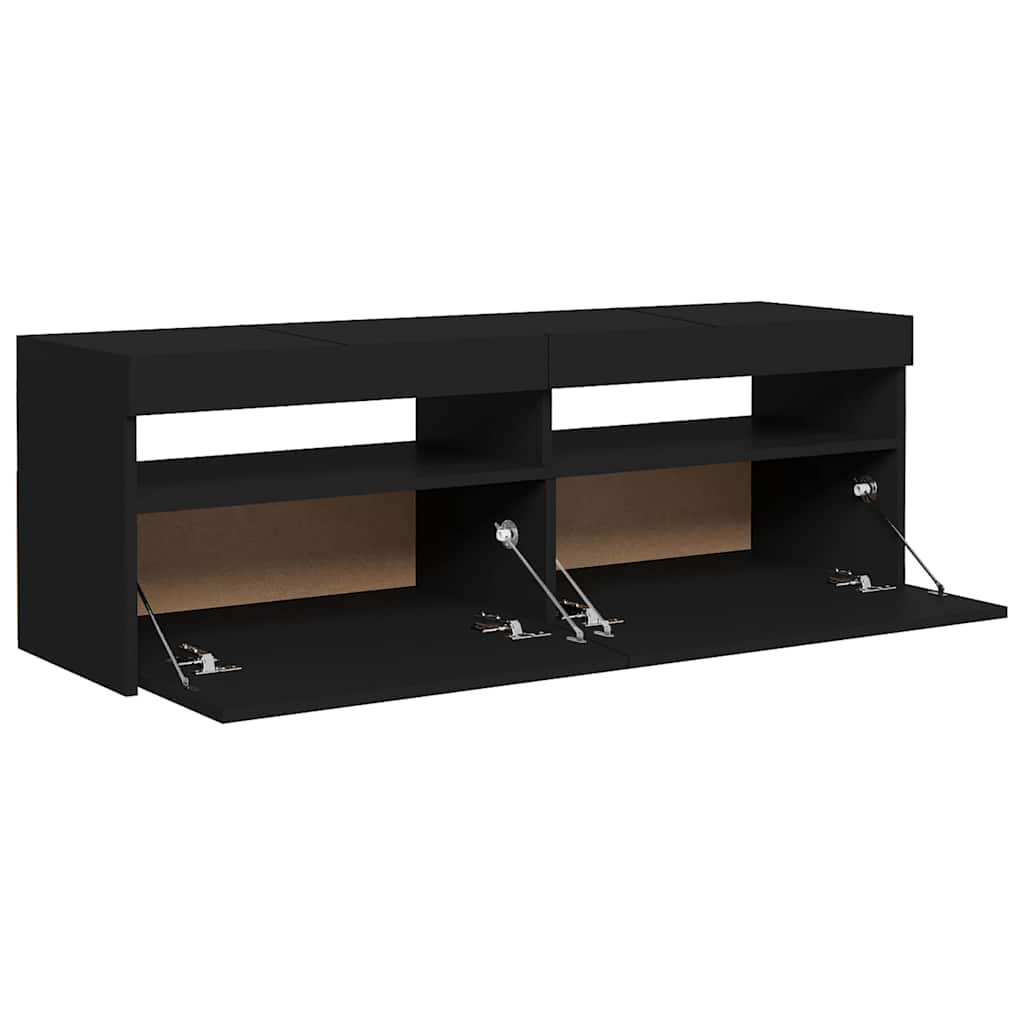 Modern Wooden TV Tele Stand Media Unit Cabinet With Storage & LED Lights Wood