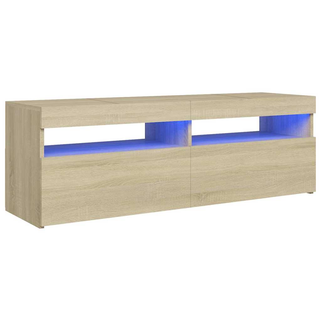 Modern Wooden TV Tele Stand Media Unit Cabinet With Storage & LED Lights Wood