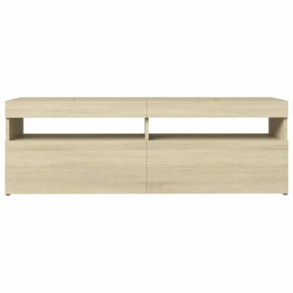 Modern Wooden TV Tele Stand Media Unit Cabinet With Storage & LED Lights Wood