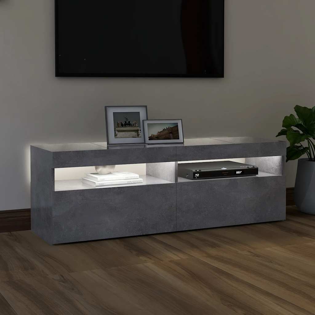 Modern Wooden TV Tele Stand Media Unit Cabinet With Storage & LED Lights Wood