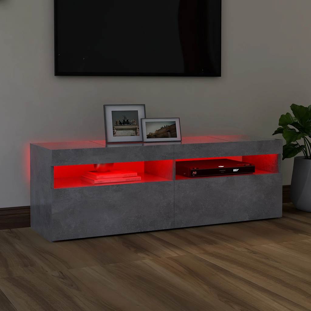Modern Wooden TV Tele Stand Media Unit Cabinet With Storage & LED Lights Wood