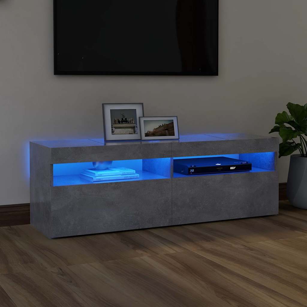 Modern Wooden TV Tele Stand Media Unit Cabinet With Storage & LED Lights Wood