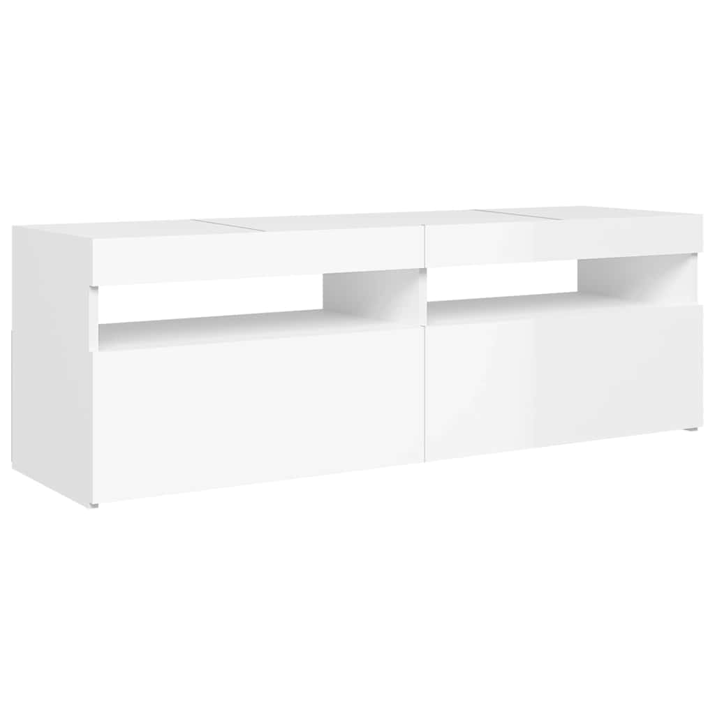 Modern Wooden TV Tele Stand Media Unit Cabinet With Storage & LED Lights Wood