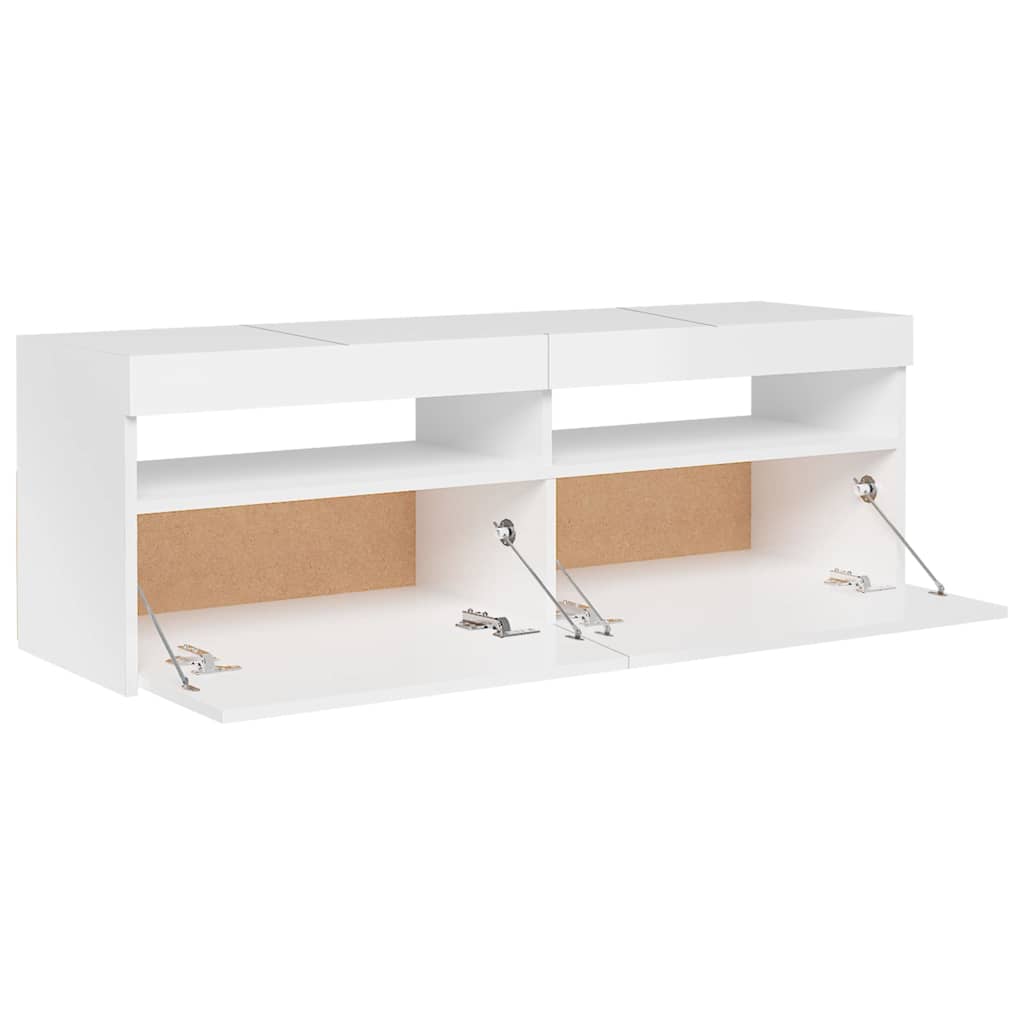 Modern Wooden TV Tele Stand Media Unit Cabinet With Storage & LED Lights Wood
