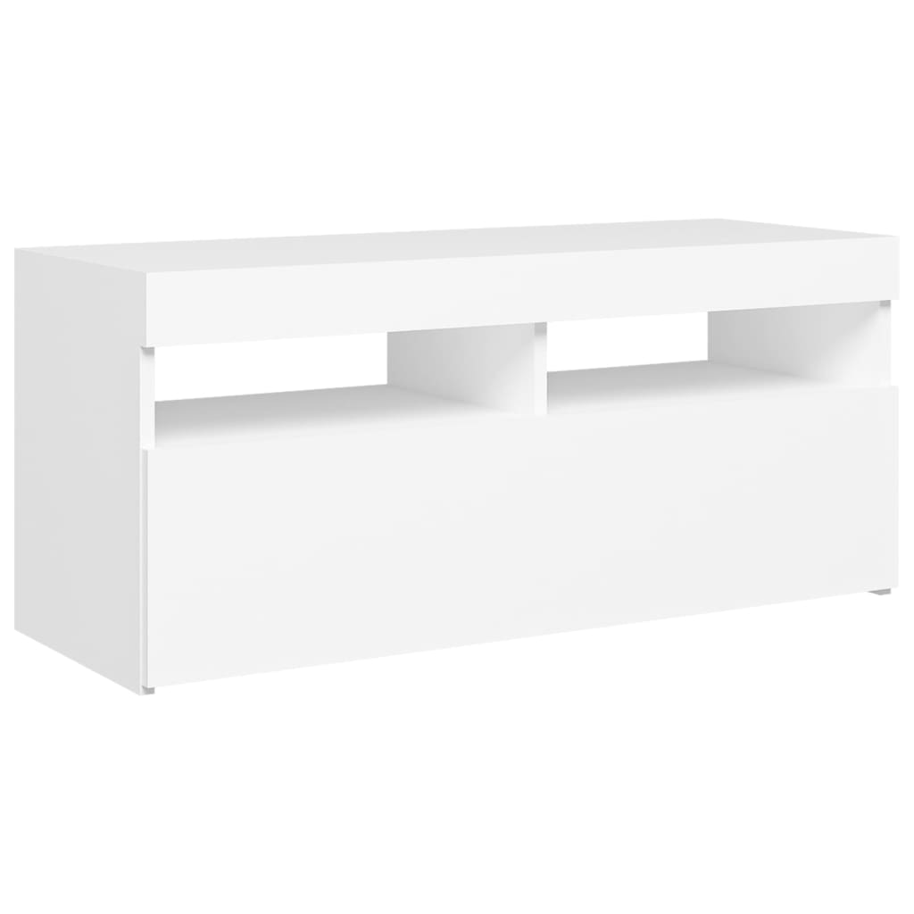 Modern Wooden TV Tele Stand Media Unit Cabinet With Storage & LED Lights Wood