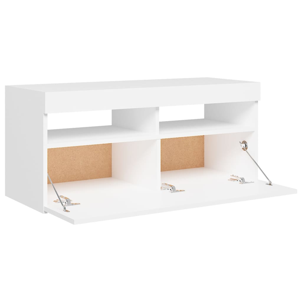 Modern Wooden TV Tele Stand Media Unit Cabinet With Storage & LED Lights Wood