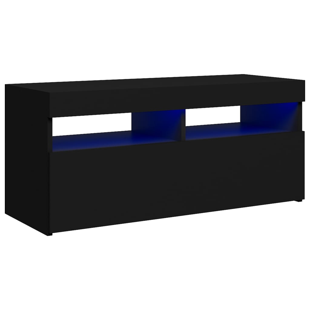 Modern Wooden TV Tele Stand Media Unit Cabinet With Storage & LED Lights Wood