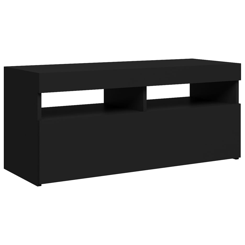 Modern Wooden TV Tele Stand Media Unit Cabinet With Storage & LED Lights Wood