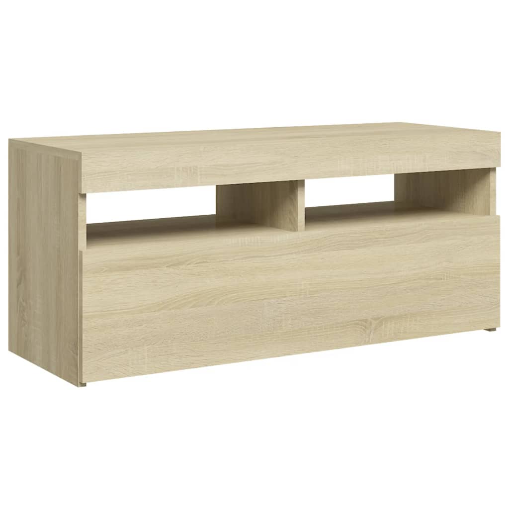 Modern Wooden TV Tele Stand Media Unit Cabinet With Storage & LED Lights Wood