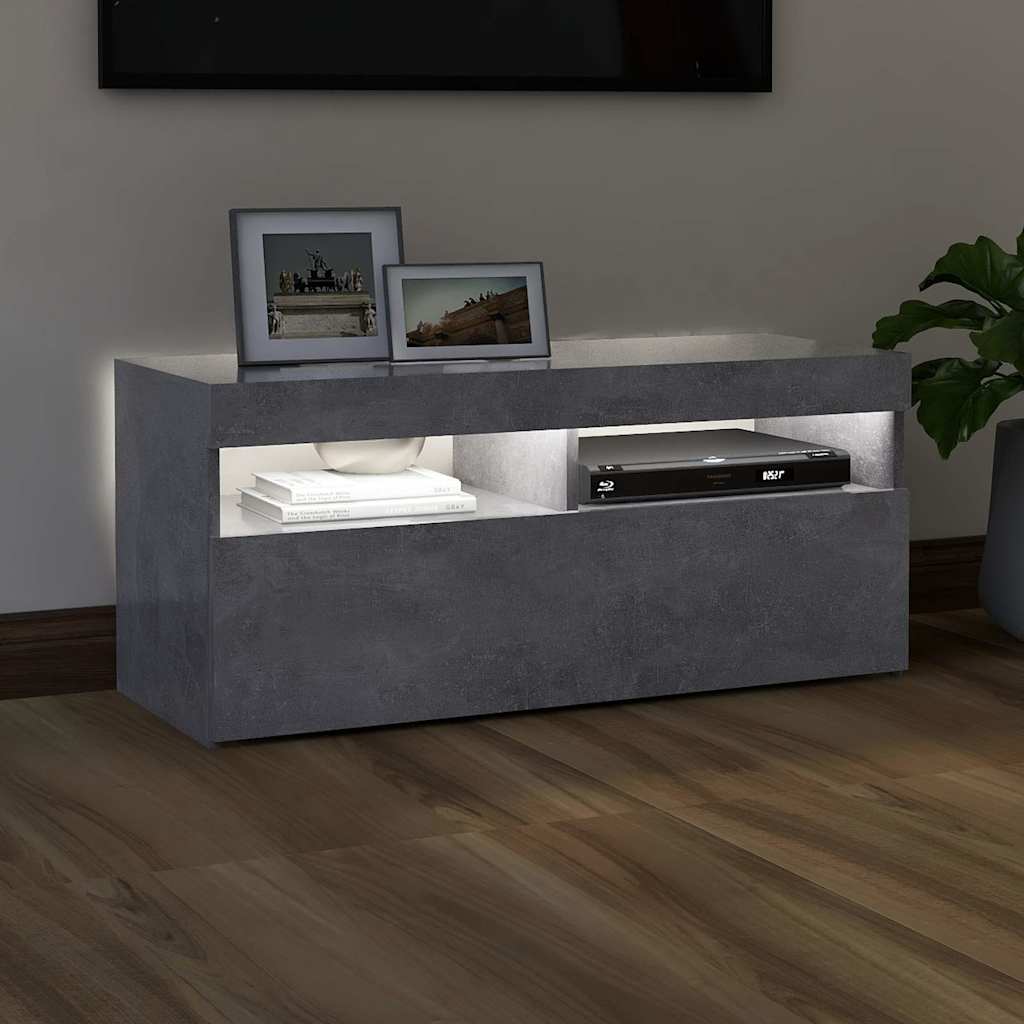 Modern Wooden TV Tele Stand Media Unit Cabinet With Storage & LED Lights Wood