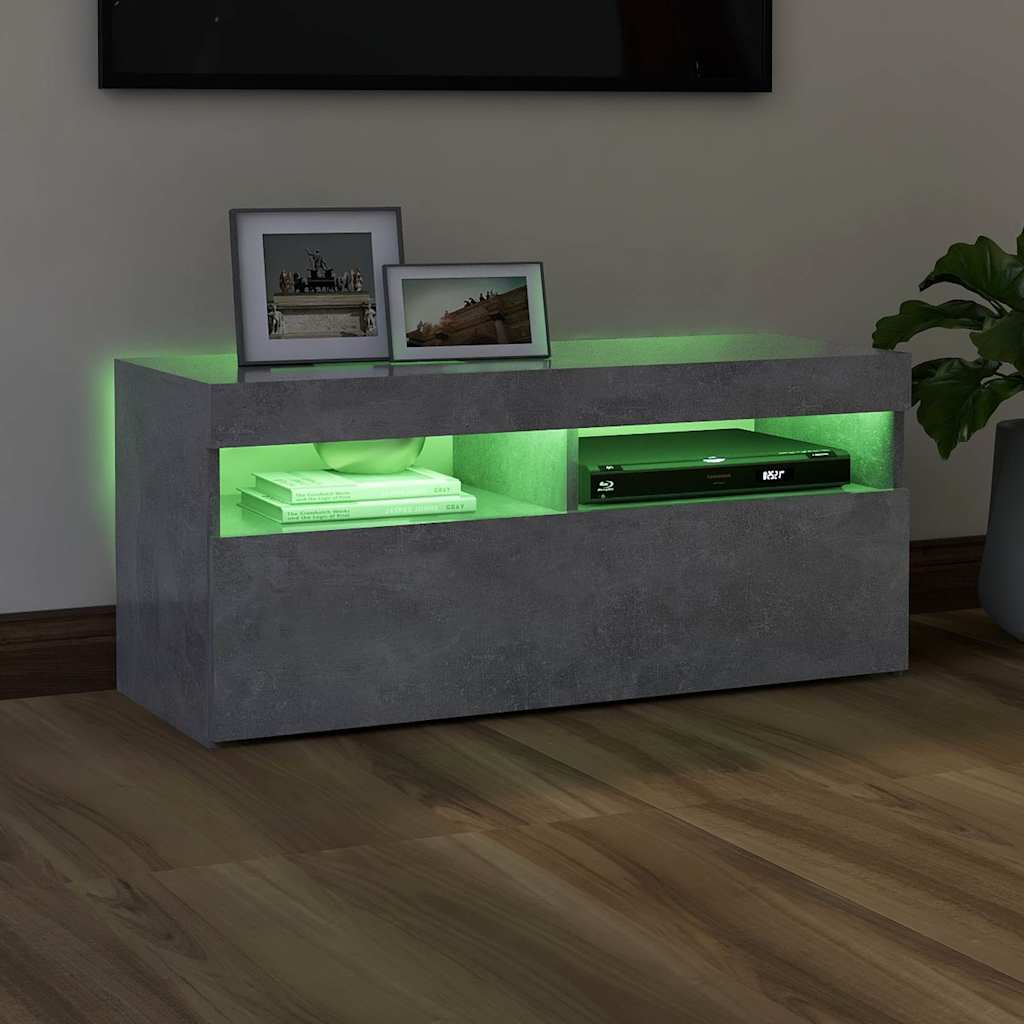 Modern Wooden TV Tele Stand Media Unit Cabinet With Storage & LED Lights Wood