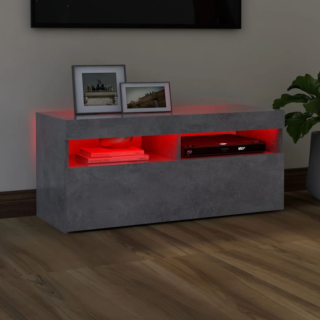 Modern Wooden TV Tele Stand Media Unit Cabinet With Storage & LED Lights Wood