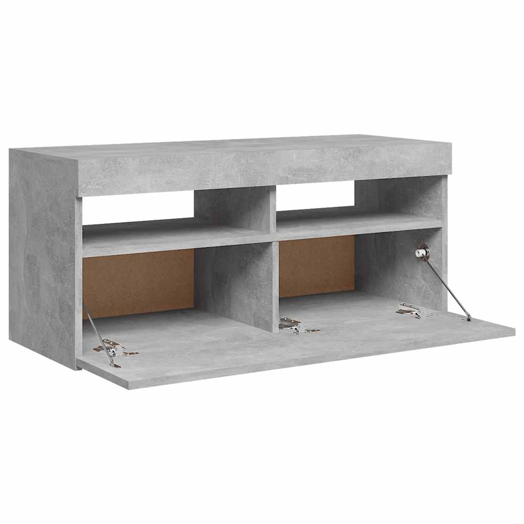 Modern Wooden TV Tele Stand Media Unit Cabinet With Storage & LED Lights Wood