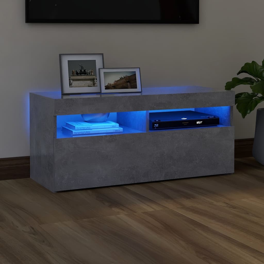 Modern Wooden TV Tele Stand Media Unit Cabinet With Storage & LED Lights Wood