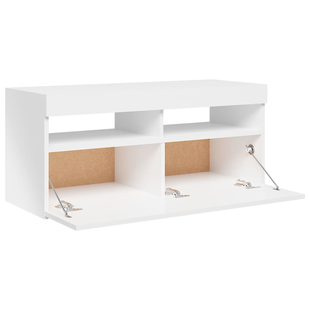 Modern Wooden TV Tele Stand Media Unit Cabinet With Storage & LED Lights Wood