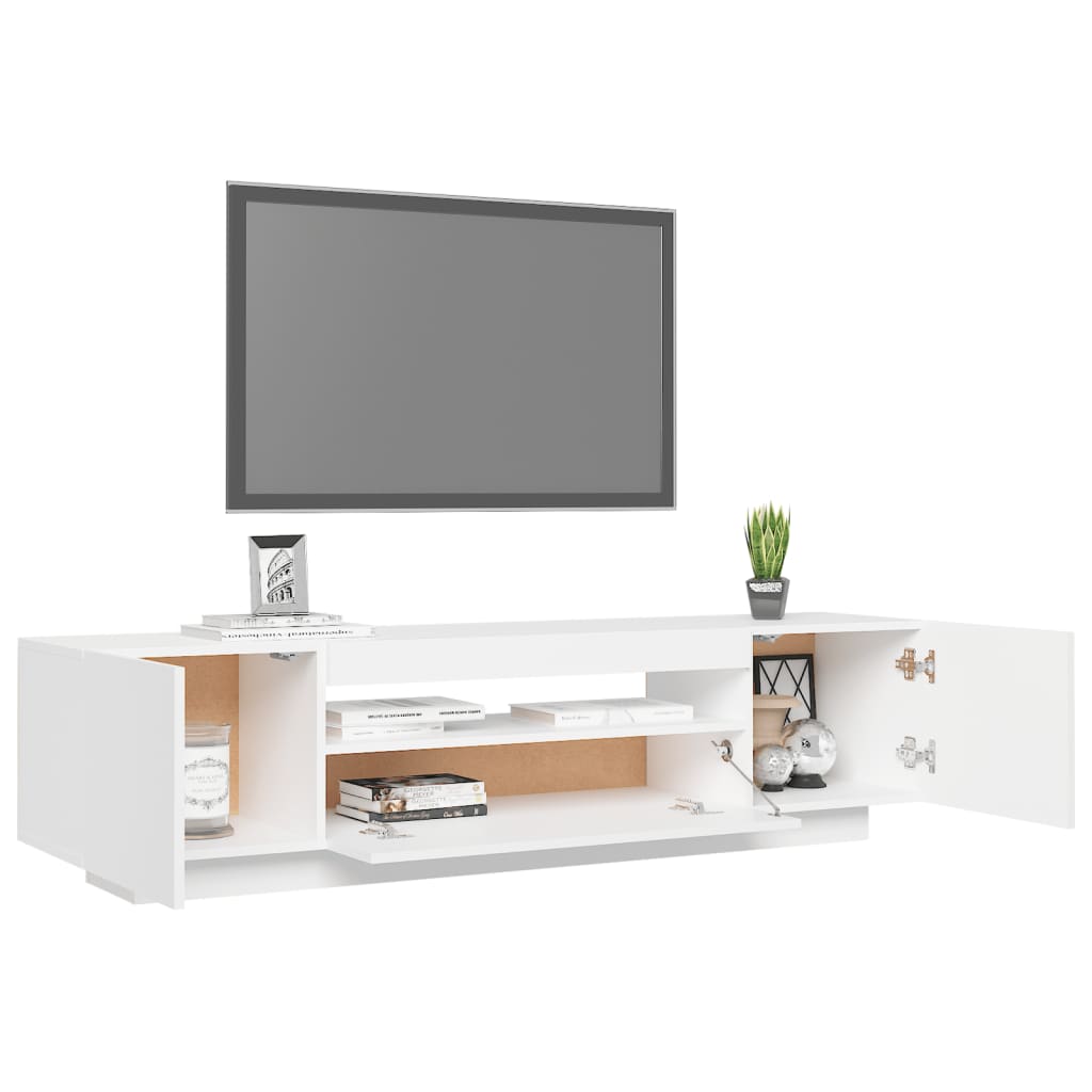Modern Wooden 63 Inch TV Tele Stand Unit Cabinet With LED Lights & Storage