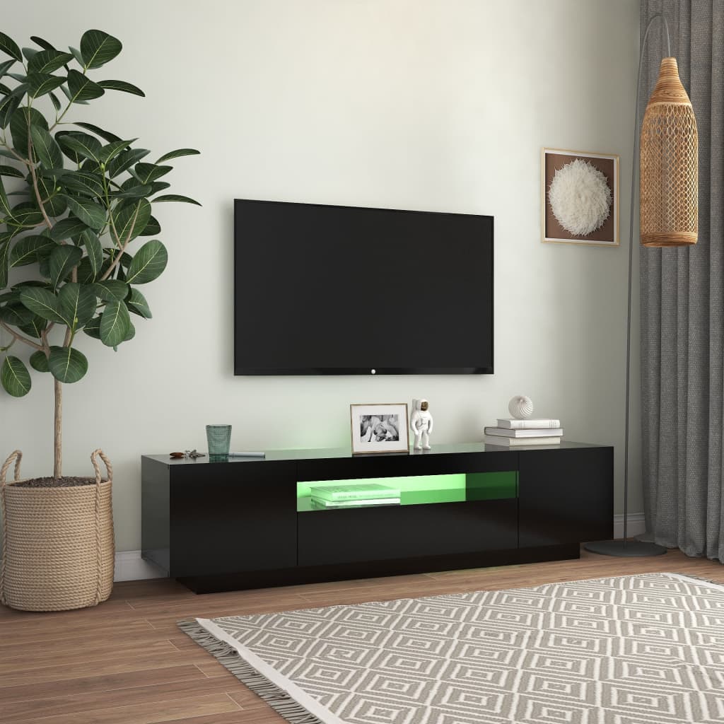 TV Cabinet with LED Lights Black 160x35x40 cm
