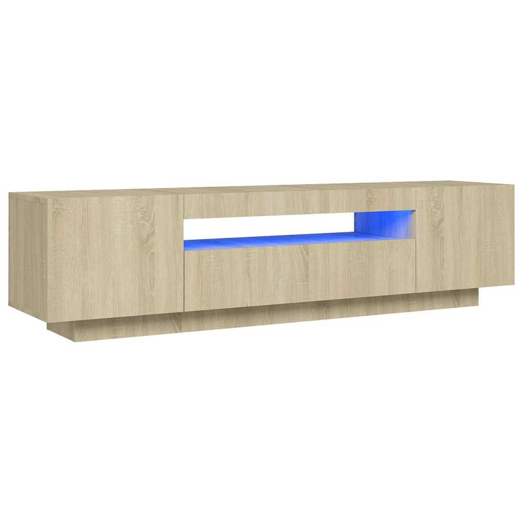 Modern Wooden 63 Inch TV Tele Stand Unit Cabinet With LED Lights & Storage
