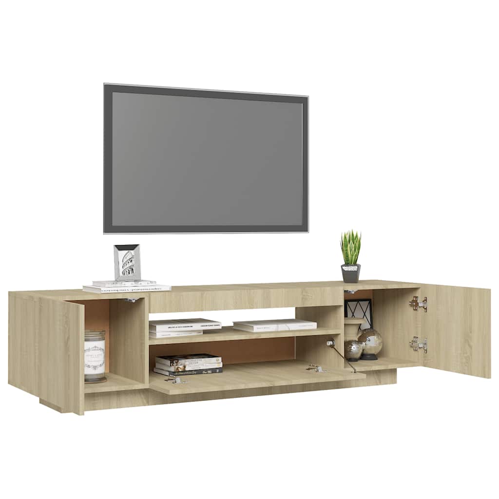 Modern Wooden 63 Inch TV Tele Stand Unit Cabinet With LED Lights & Storage