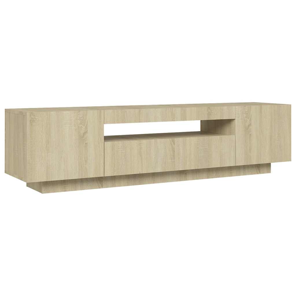 Modern Wooden 63 Inch TV Tele Stand Unit Cabinet With LED Lights & Storage