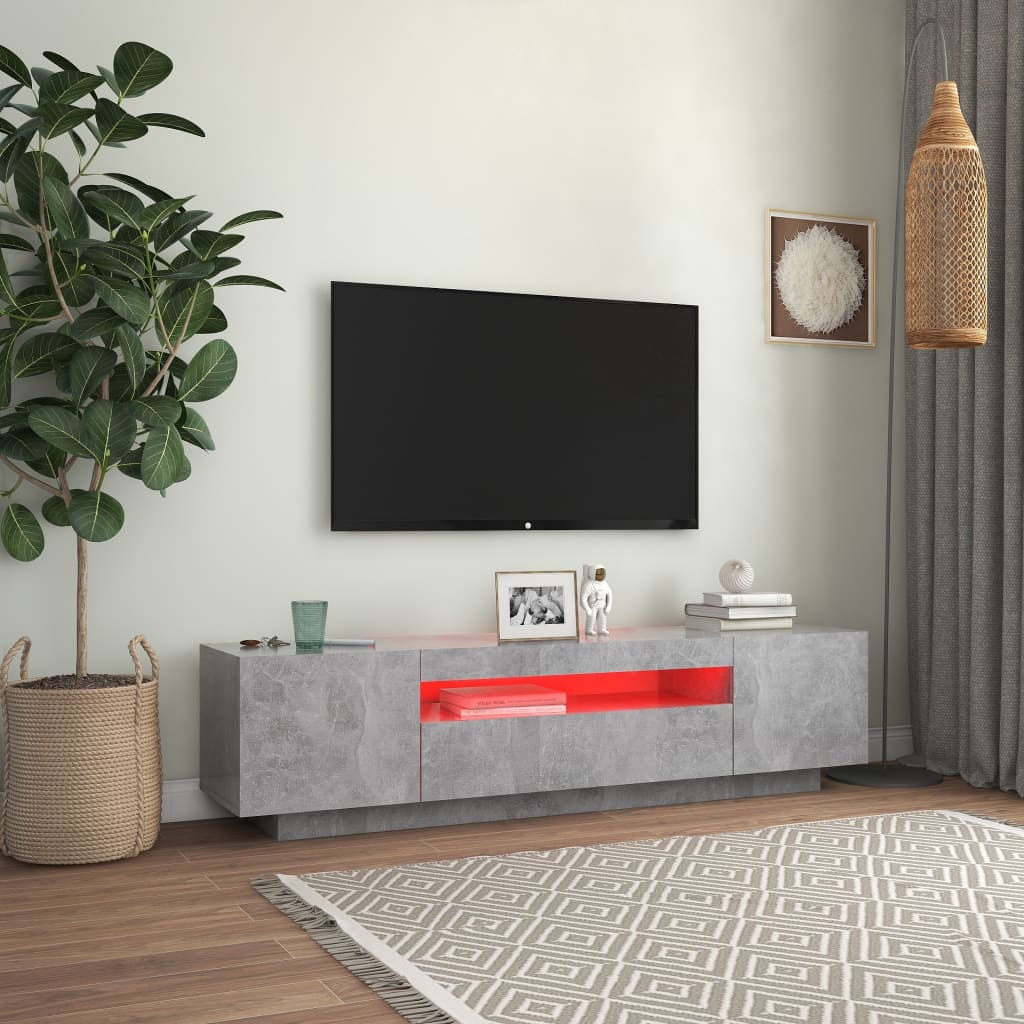 Modern Wooden 63 Inch TV Tele Stand Unit Cabinet With LED Lights & Storage