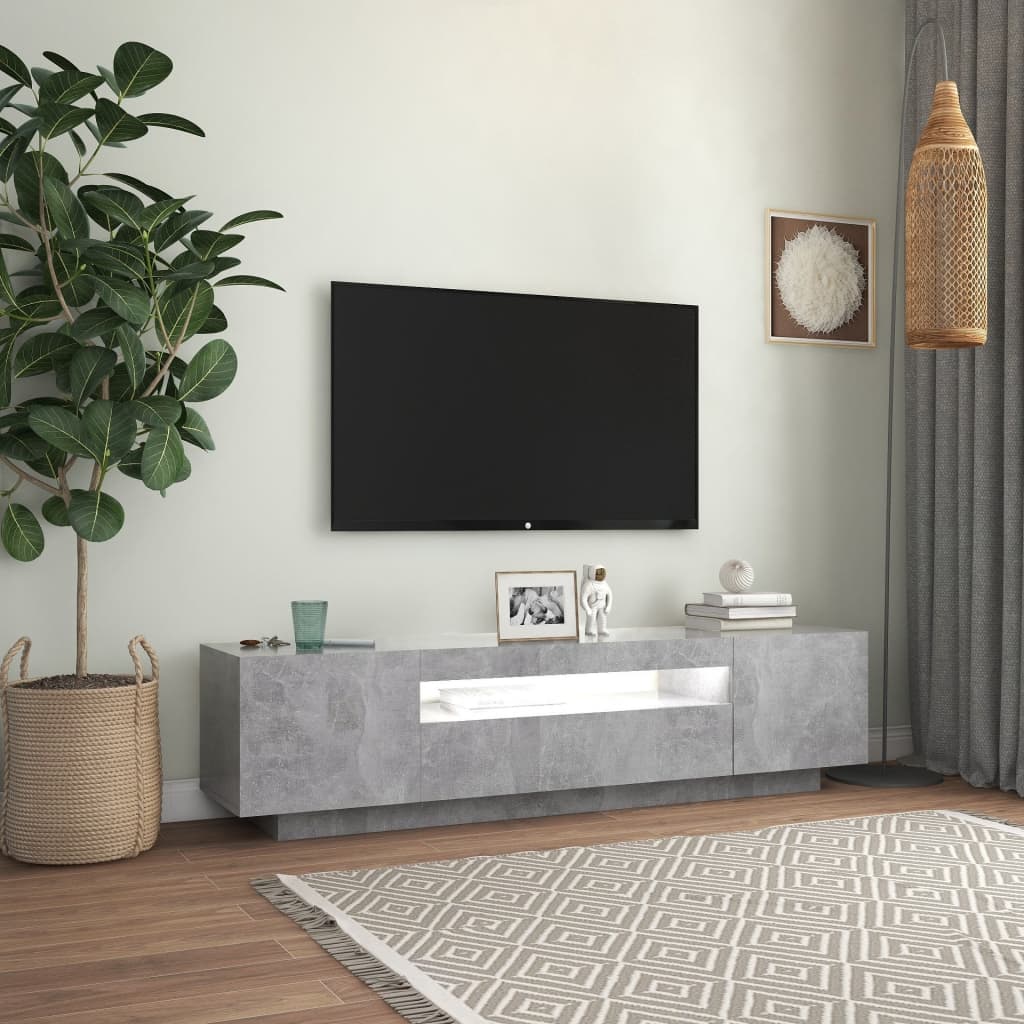 Modern Wooden 63 Inch TV Tele Stand Unit Cabinet With LED Lights & Storage