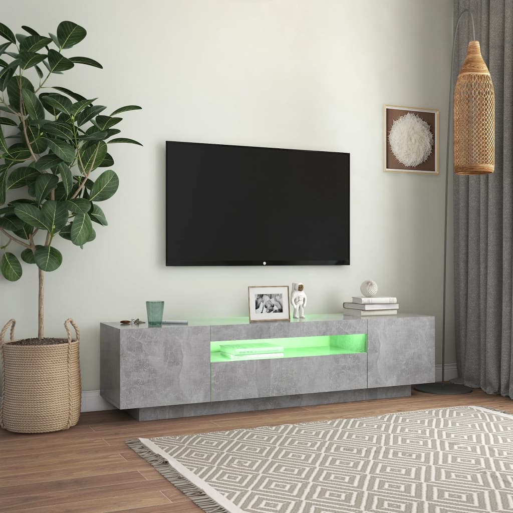 Modern Wooden 63 Inch TV Tele Stand Unit Cabinet With LED Lights & Storage