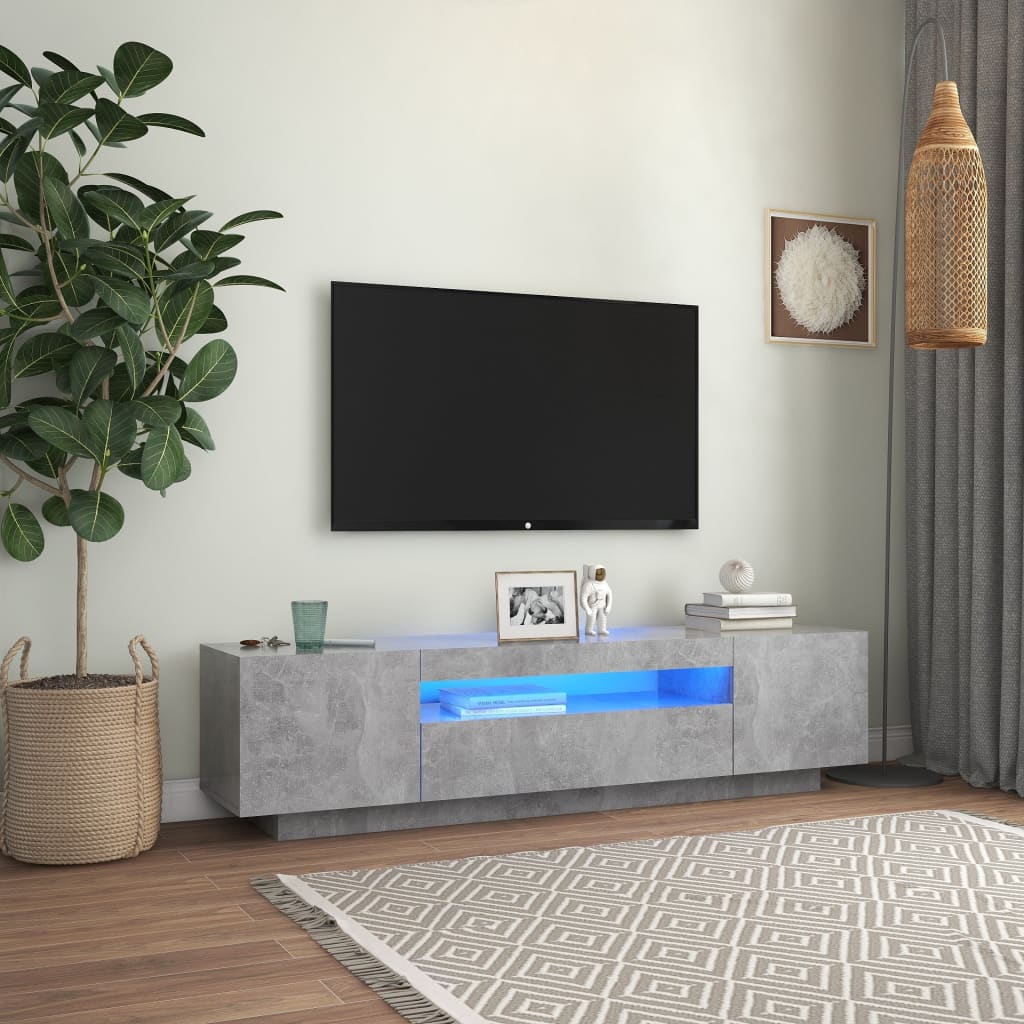 Modern Wooden 63 Inch TV Tele Stand Unit Cabinet With LED Lights & Storage