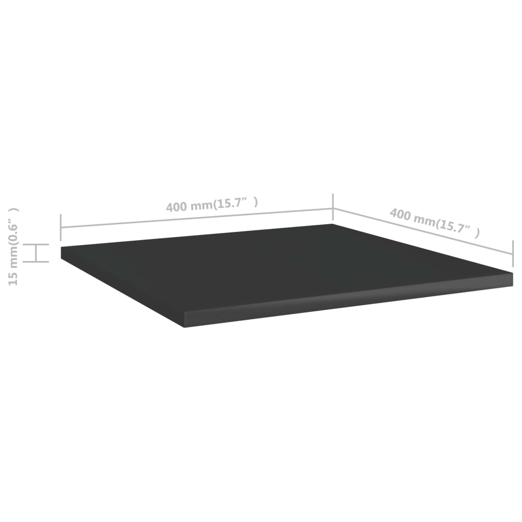 Bookshelf Boards 4 pcs High Gloss Black 40x40x1.5 cm Engineered Wood