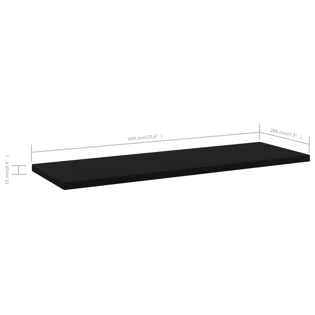 Bookshelf Boards 4 pcs Black 60x20x1.5 cm Engineered Wood