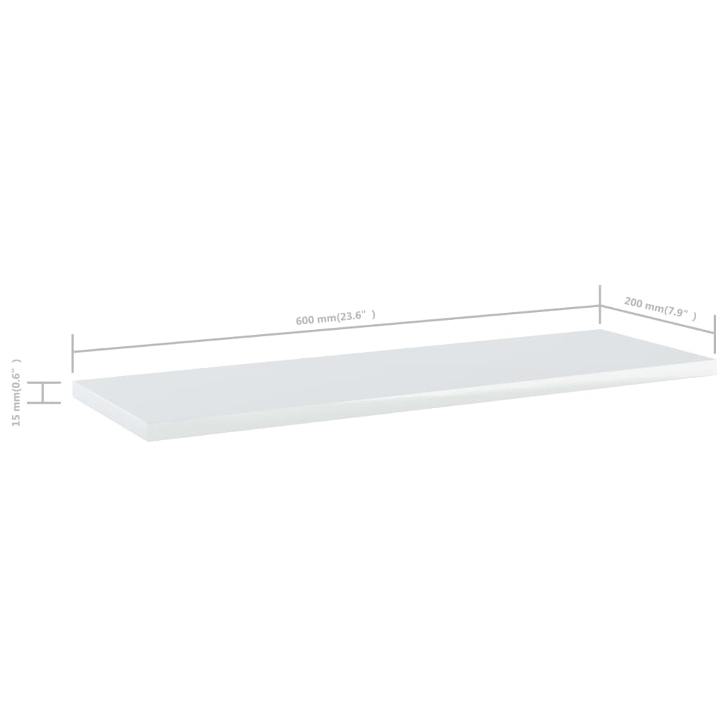 Bookshelf Boards 4 pcs High Gloss White 60x20x1.5 cm Engineered Wood