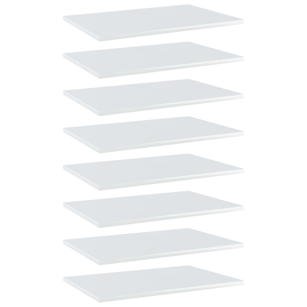 Bookshelf Boards 8 pcs High Gloss White 60x40x1.5 cm Engineered Wood