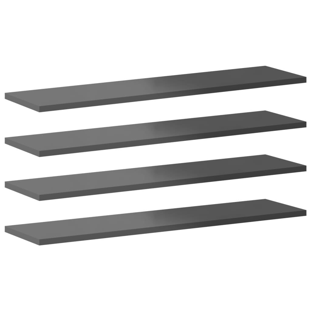 Bookshelf Boards 8 pcs High Gloss Grey 80x20x1.5 cm Engineered Wood