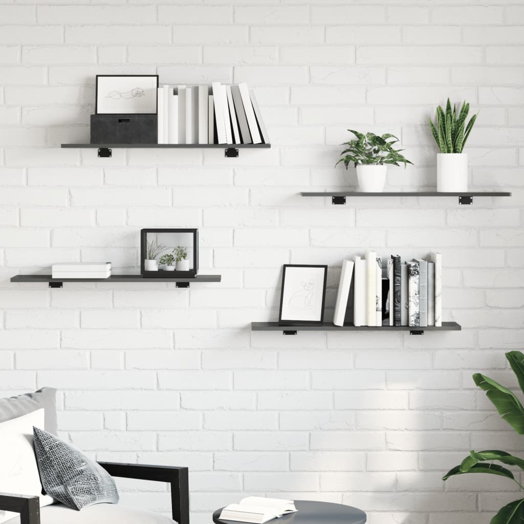 Bookshelf Boards 8 pcs High Gloss Grey 80x20x1.5 cm Engineered Wood