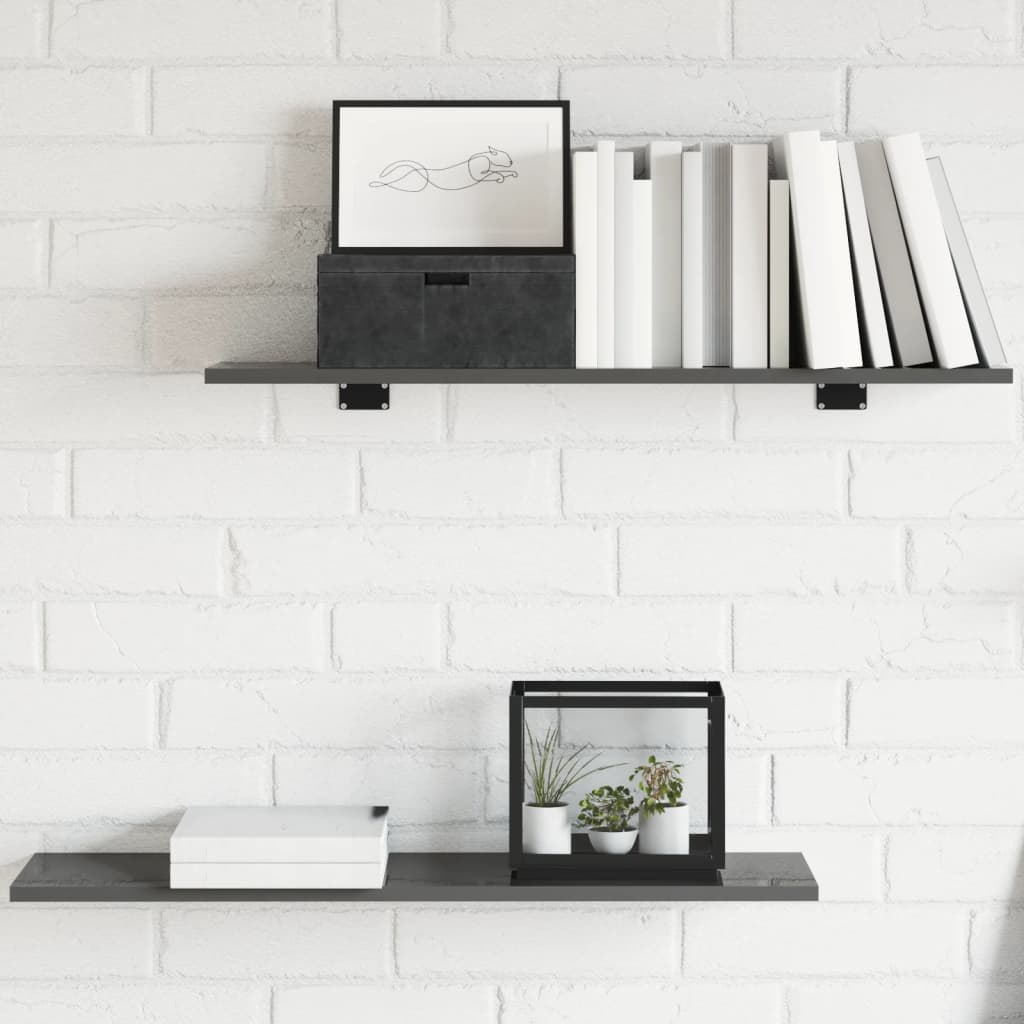 Bookshelf Boards 8 pcs High Gloss Grey 80x20x1.5 cm Engineered Wood