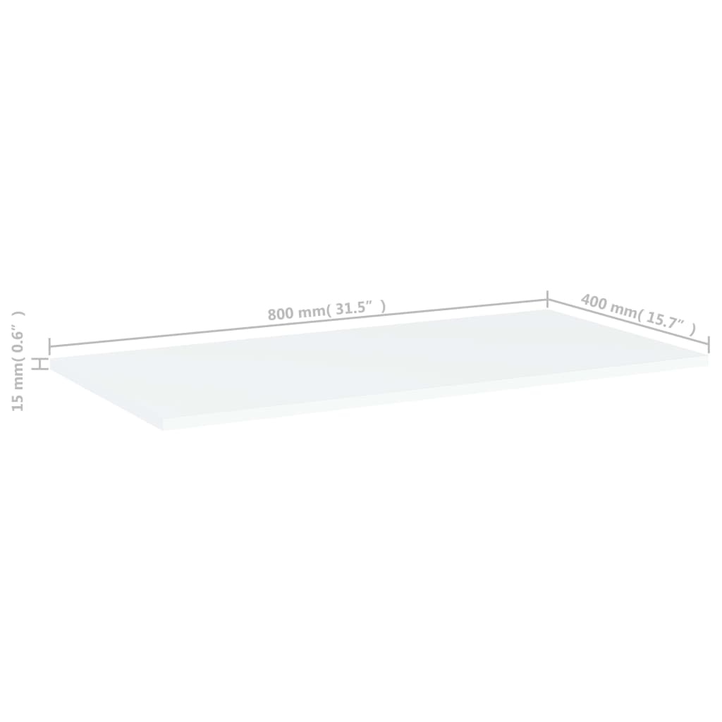 Bookshelf Boards 8 pcs White 80x40x1.5 cm Engineered Wood