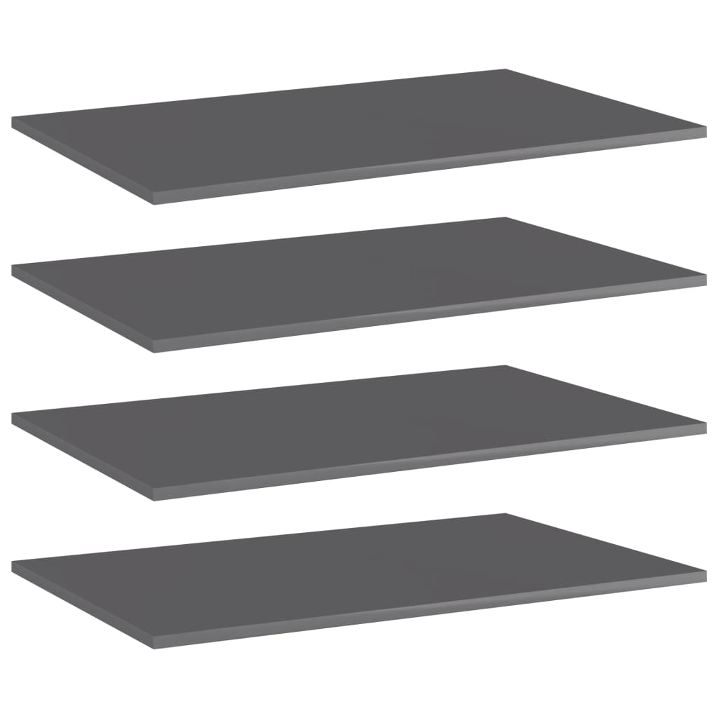 Bookshelf Boards 4 pcs High Gloss Grey 80x50x1.5 cm Engineered Wood
