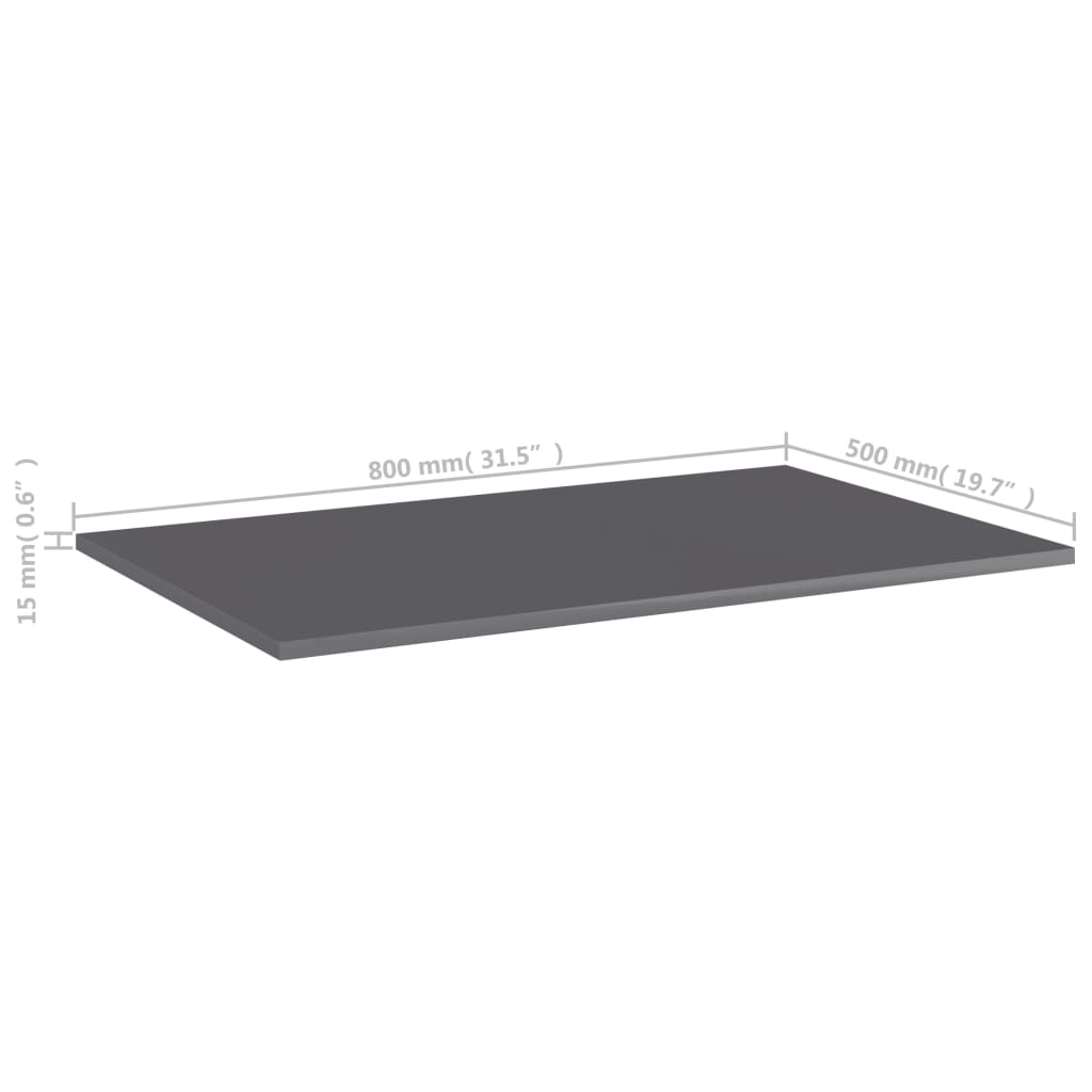 Bookshelf Boards 4 pcs High Gloss Grey 80x50x1.5 cm Engineered Wood