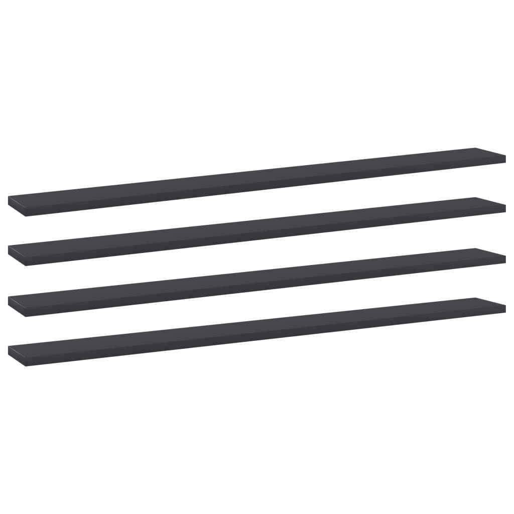 Bookshelf Boards 4 pcs Grey 100x10x1.5 cm Engineered Wood
