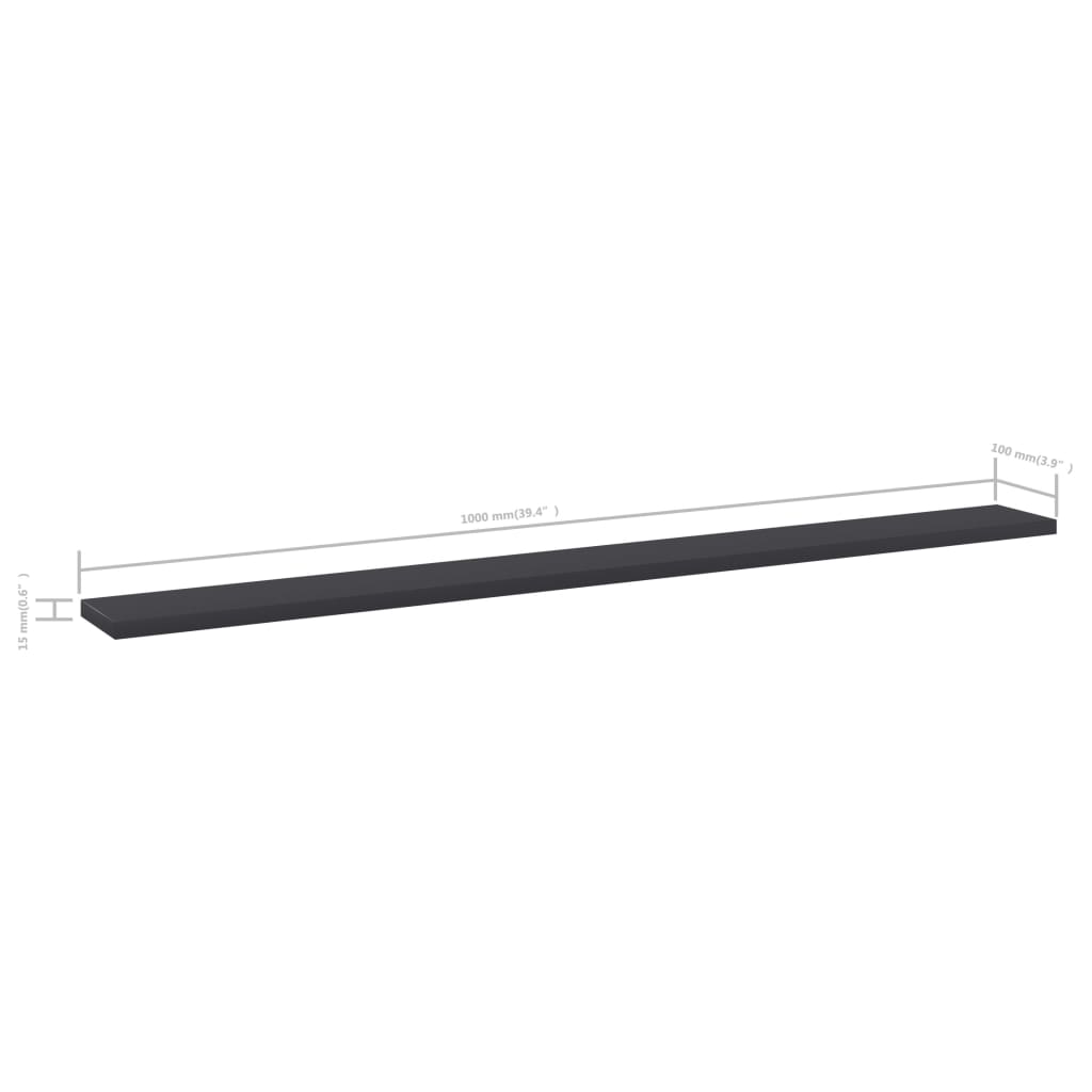 Bookshelf Boards 4 pcs Grey 100x10x1.5 cm Engineered Wood