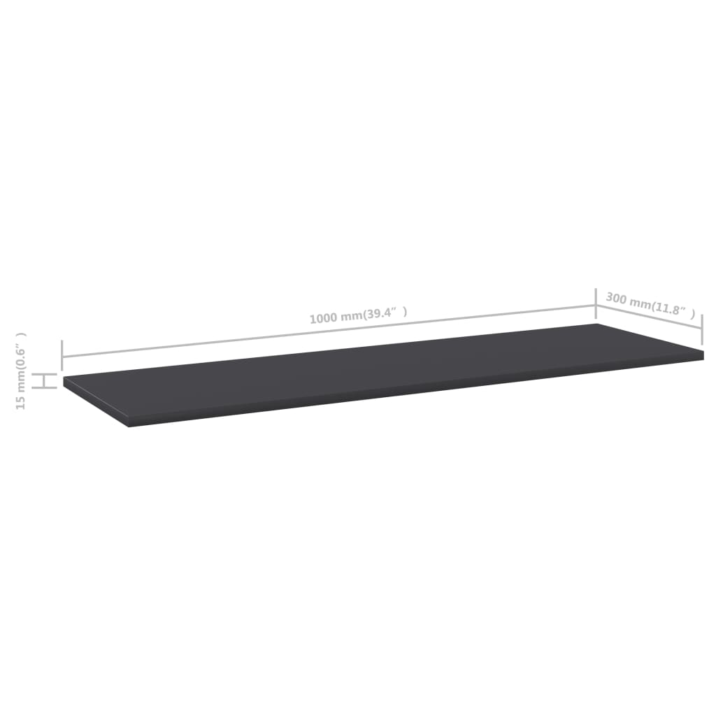 Bookshelf Boards 4 pcs Grey 100x30x1.5 cm Engineered Wood
